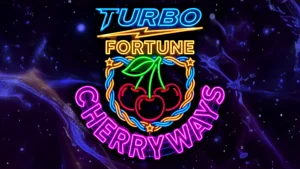 Tampilan visual neon dan futuristik dari slot Turbo Fortune Cherryways